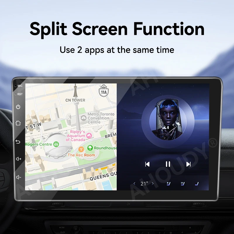 AHOUDY Universal 9 بوصة Android Car Radio Wireless Carplay Android Auto 2 DIN Auto Radio Support Split Screen Google Play