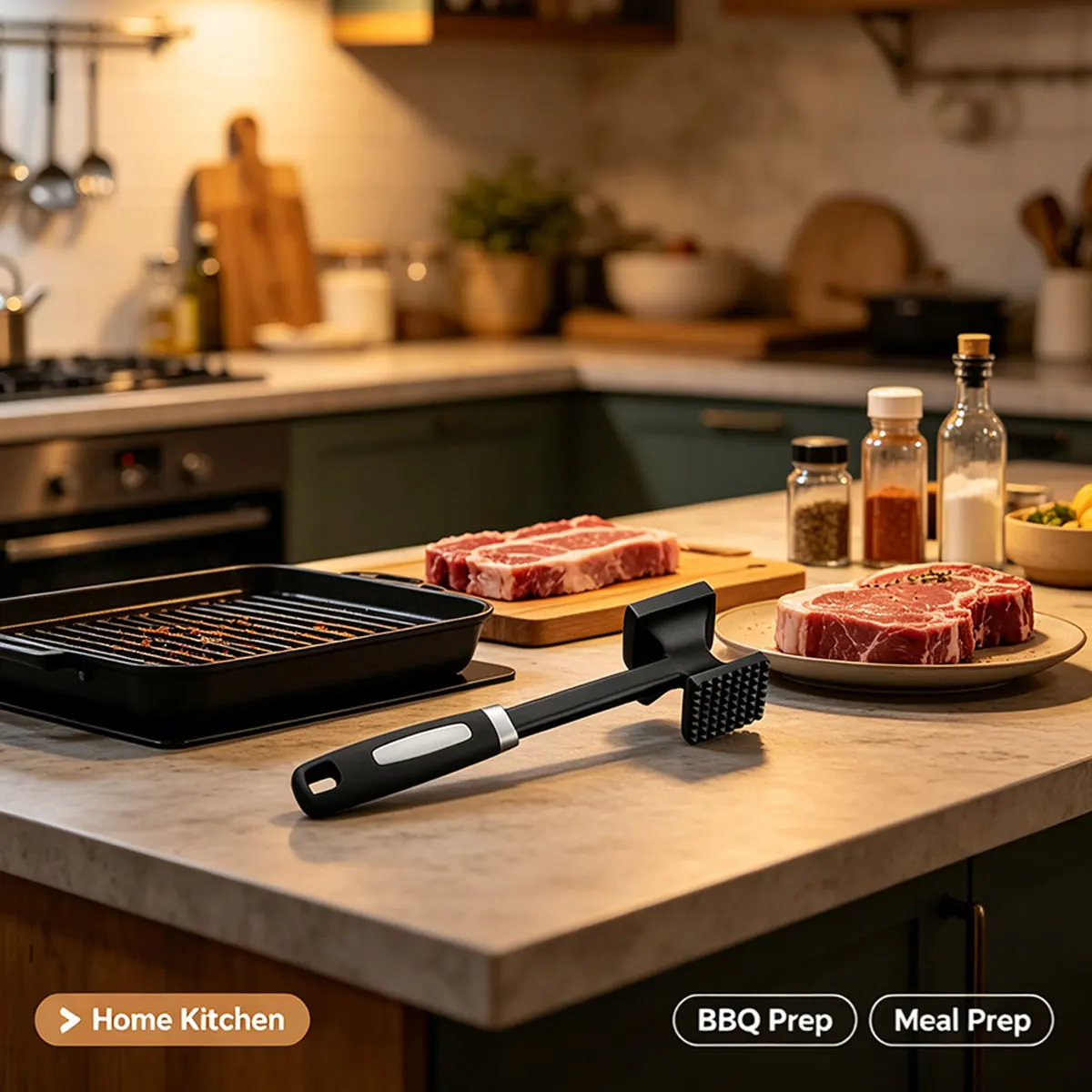 1pcs Hit The Meat Hammer Double-Sided Loose Meat Hammer Pork Steak Fluffy Tender Mince Hammer Creative Kitchen Tools