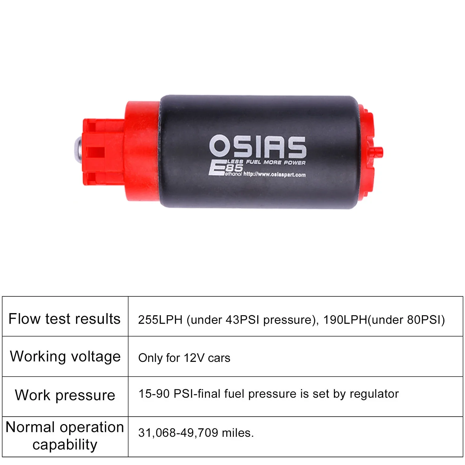 Топливный насос OSIAS 340LPH E85, совместим с высоким расходом, Замена Walbro 255LPH GSS342, для Honda Civic Accord Elantra, Chevrolet Dodge