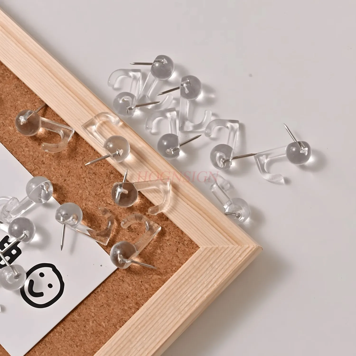 

20pcs Hook, push pin, transparent accessory, press nail, I-shaped nail, creative soft wooden board, felt nail