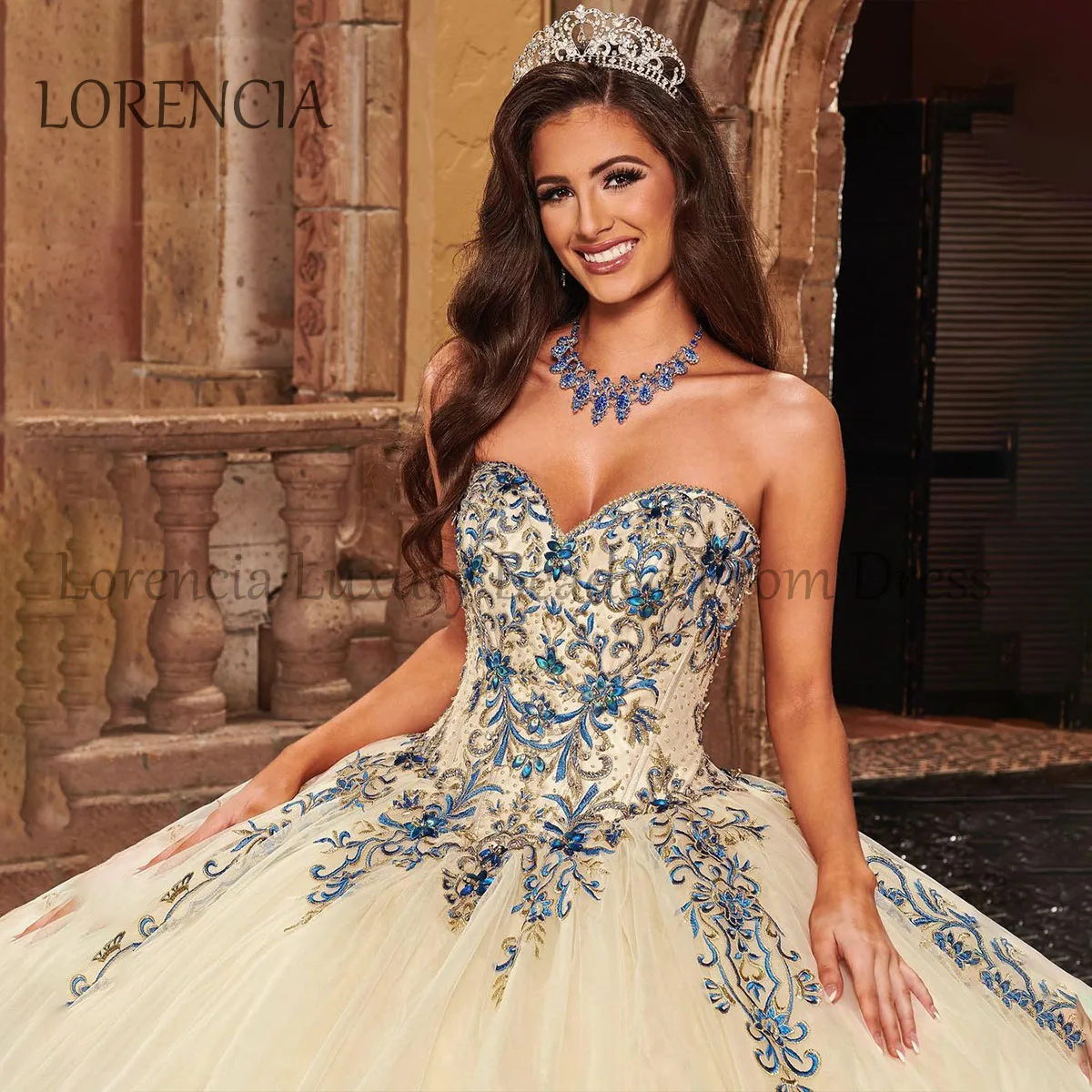 Robe mexicaine de Quinceanera avec appliques de fleurs en fibre 3D, robe de RhSweet Crystal, robe formelle, 2024, 15, 16