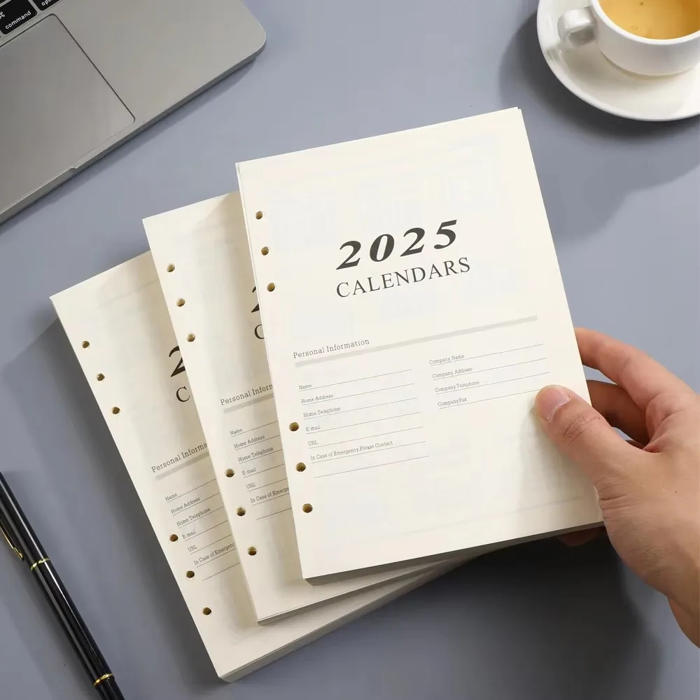 2024 Journal Agenda Plannner Notebook A5 Insert Refills 6 Holes Loose Leaf Spiral Ring Binder Diary Planner Inner Core 80g Paper