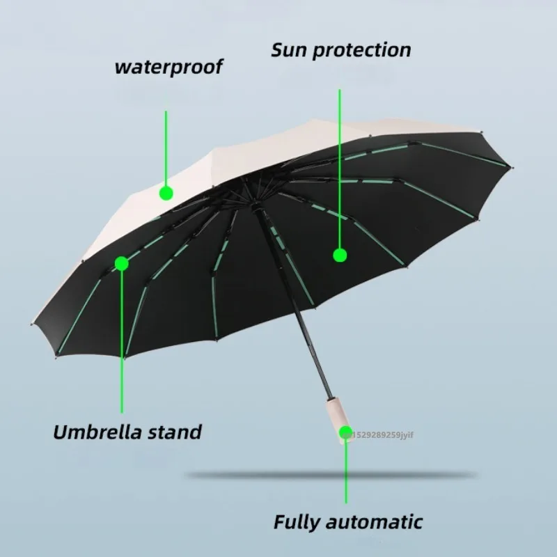 60Bones Wind Resistant Reinforced Automatic Umbrella 4Sizes for Men Rain and Shine Sunshade UV Resistant Sun Umbrellas