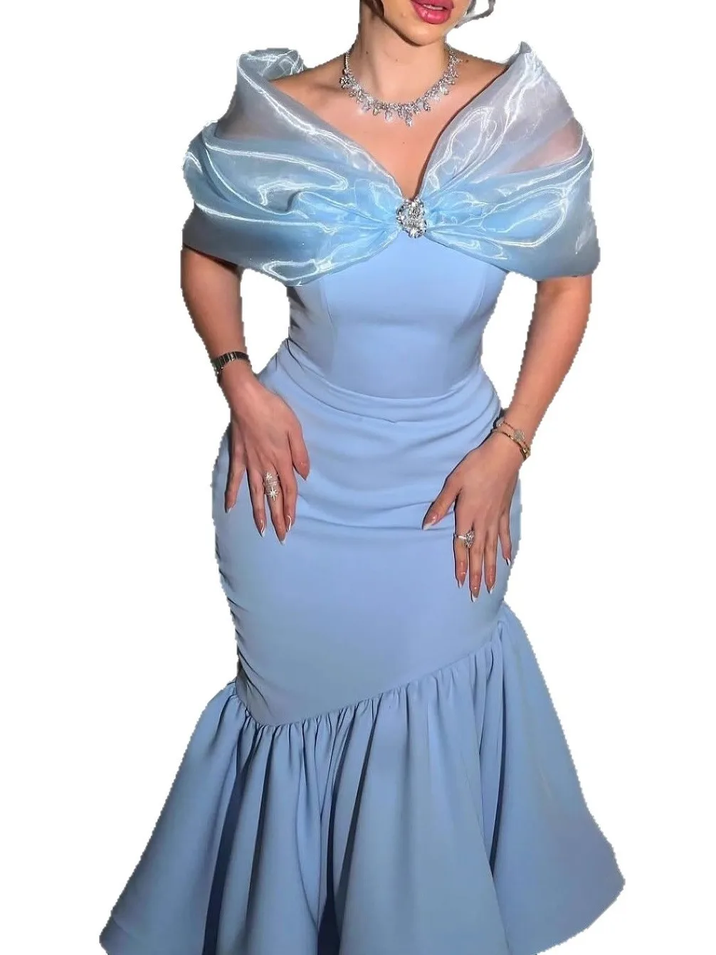 Ele One-shoulder Long Dr Dames Hoge Taille Fi-Tail Jurk met Pailletten Sexy Body-Con Netting Rok Rits Sle Fai...