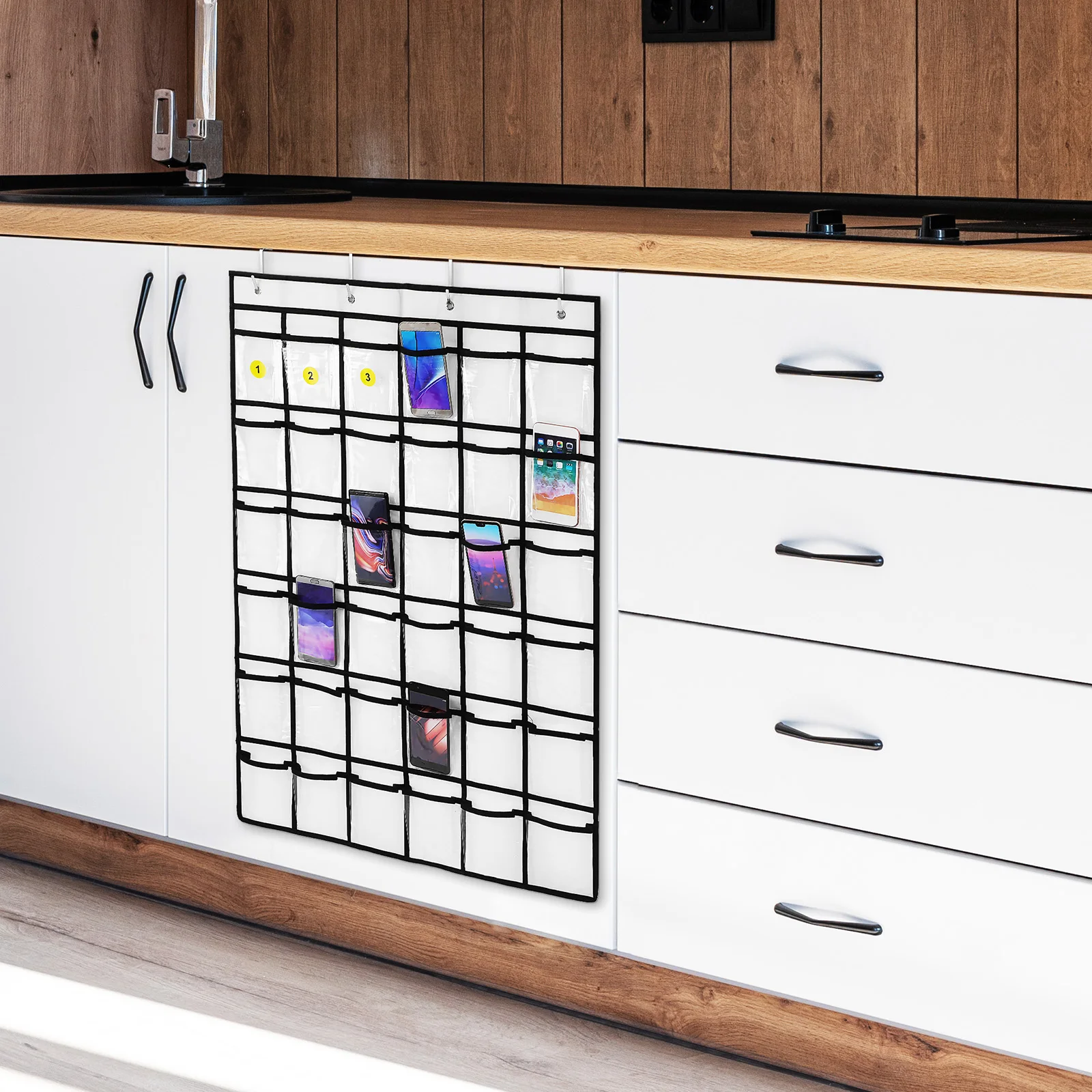 

Large Capacity Label Hanging Organizer Transparent PVC Pockets Wall Closet Storage Pocket Chart Bedroom Office Classroom Cell
