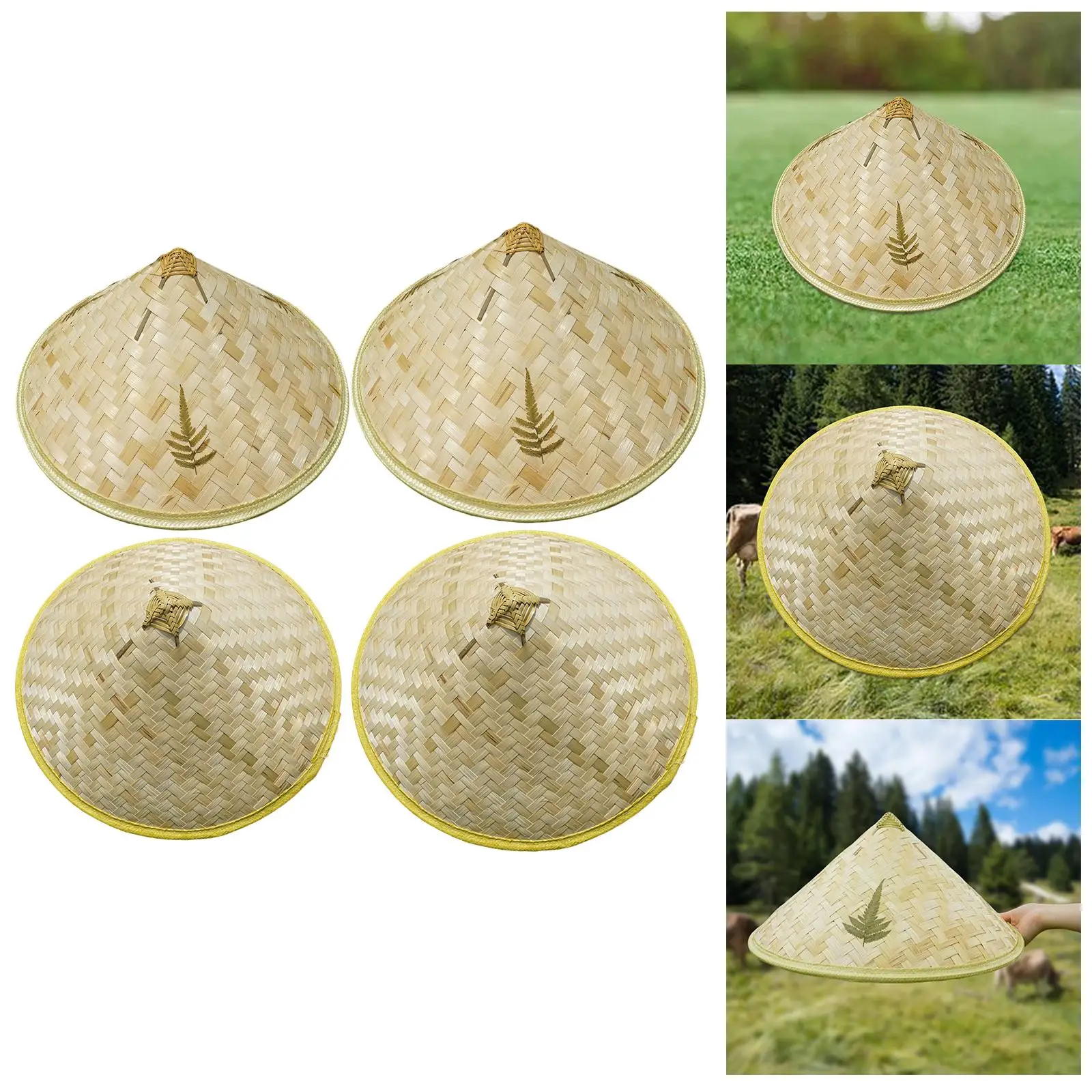 Bambushüte, Sonnenhüte, Wanddekoration, Kunsthandwerk, Malerei, asiatischer Hut für DIY, Strandmädchen – Detail 5