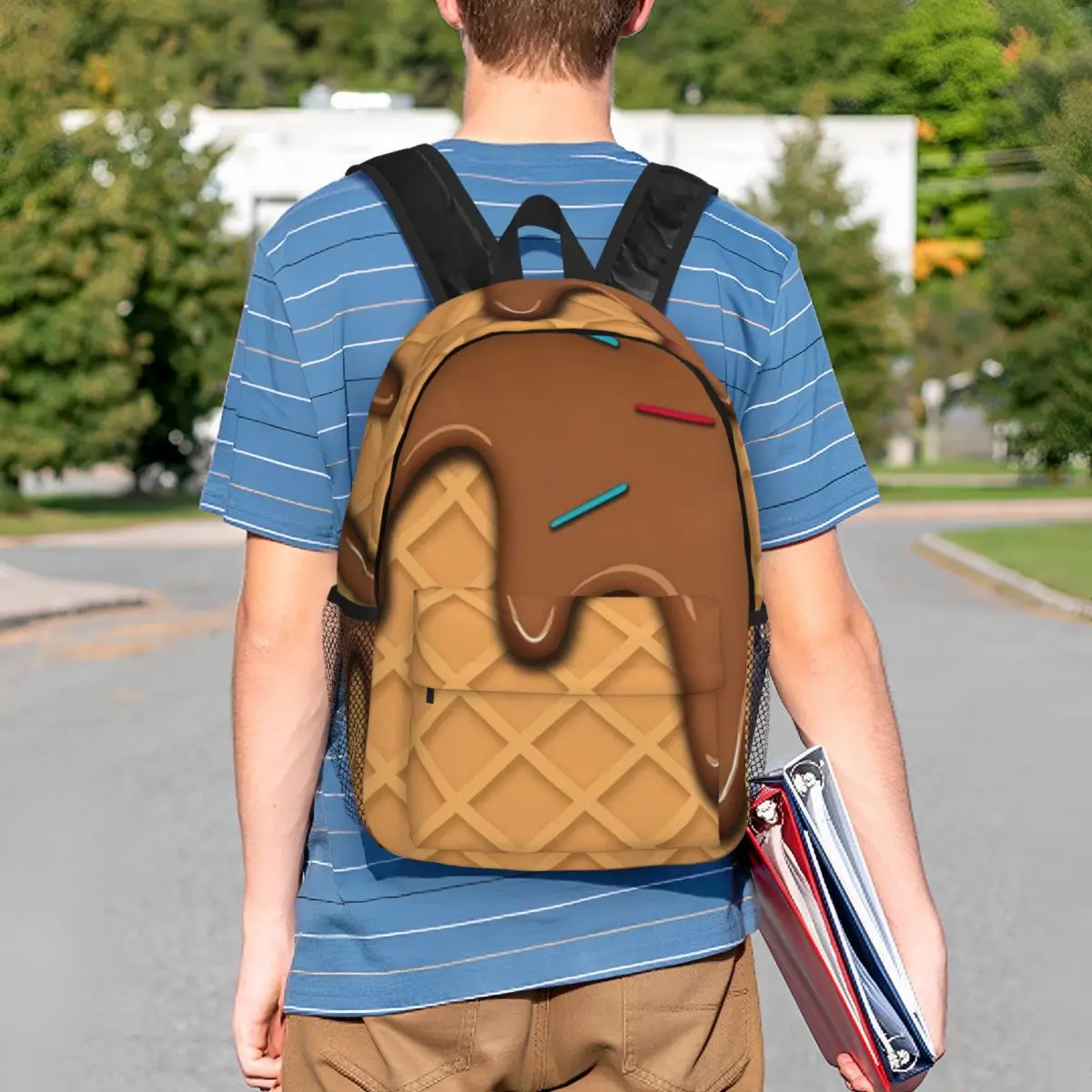 Ice Cream Dripping Kawaii Backpack Student BookBag Children School Bag Laptop Shoulder Bags for Men Women