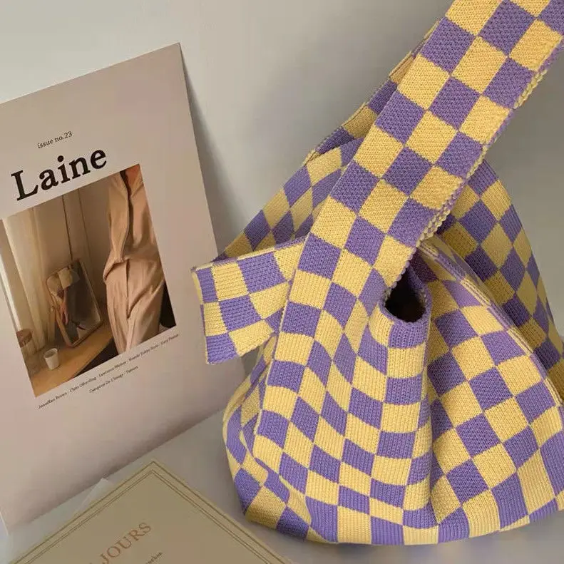 Sac à main carré à carreaux pour femmes et filles, sacs initiés, sacs à main décontractés à la mode, sacs à main de grande capacité, printemps, nouveau, 2023