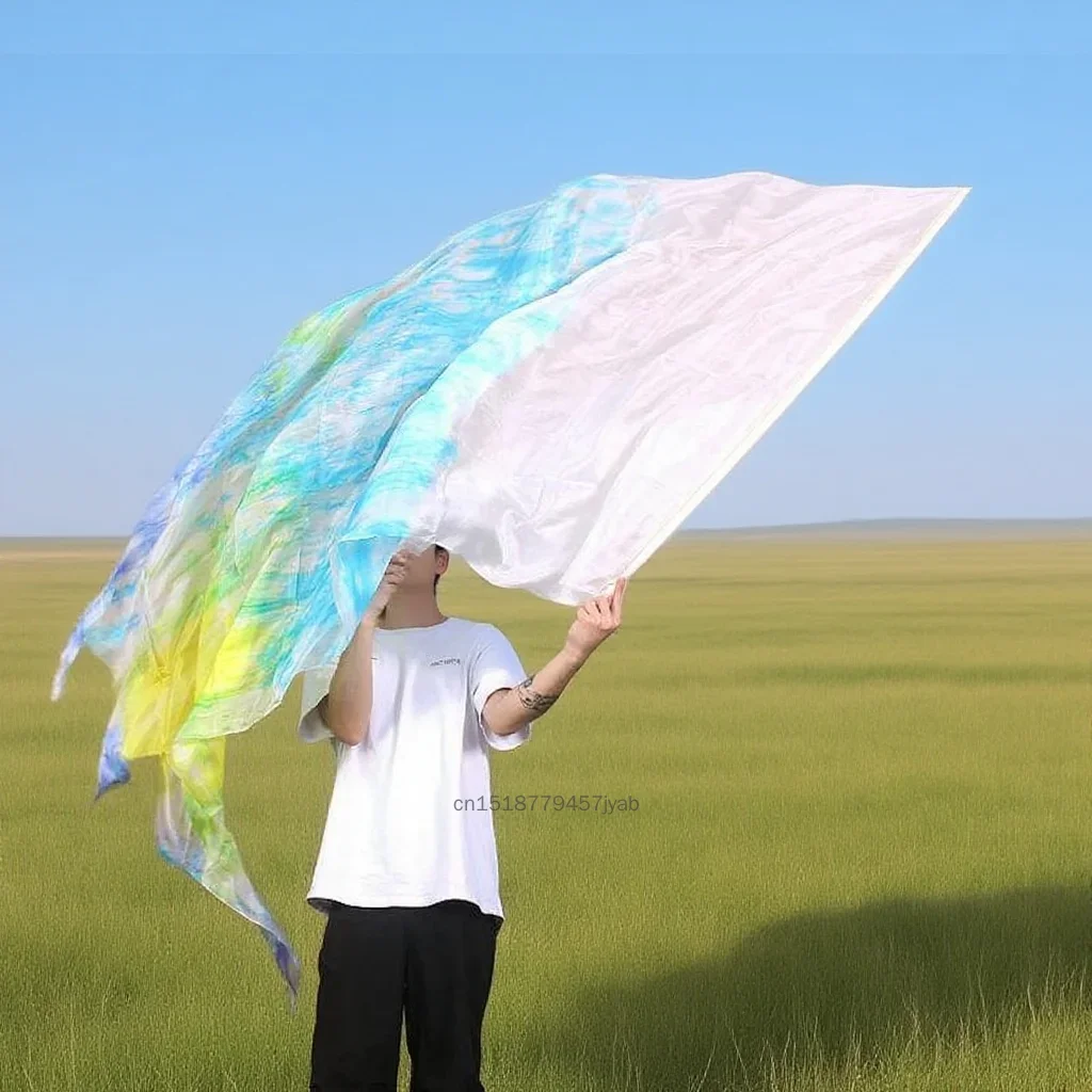 Personalizowany, w 100% z czystego jedwabiu, welon do tańca brzucha, jedwabna chusta do tańca brzucha, ręcznie robiony, gradientowy kolor, welon do ćwiczeń i występów tanecznych.