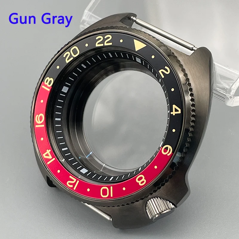 Mod Gun Gray Turtle Case 44mm NH35 Case Crown 4.1 Aluminum Insert Sapphire Glass Fits NH35 NH36 7S26 4R Movement 28.5mm Dial