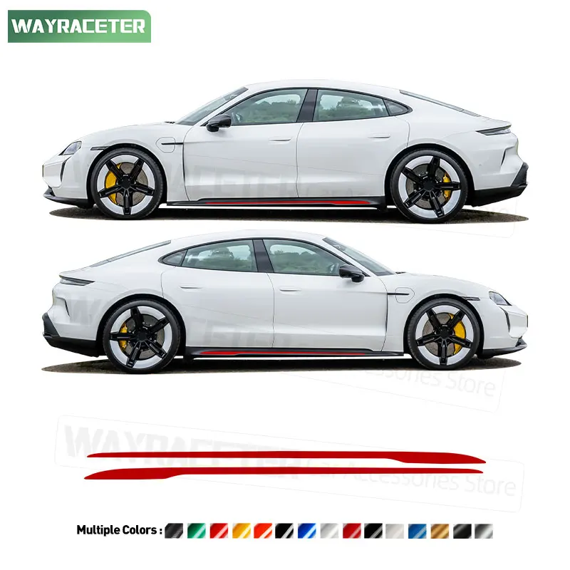 2 Pcs/Set Door Side Stripes Sticker Carbon Fiber Vinyl Decal For Porsche Taycan 2026 2025 Cross Turismo Turbo S GTS 2024 2023