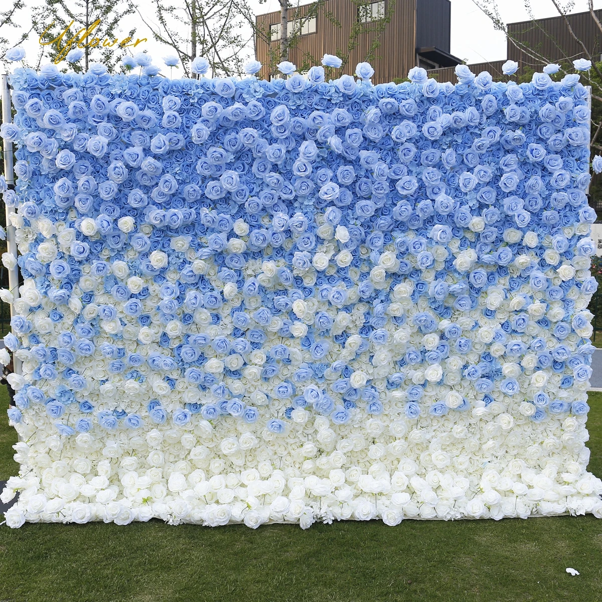 Wedding Blue White Rose 5D Artificial Flower Wall Flower Arch Row Backdrop Floral Event Party Prop Floral Arrangement Decor