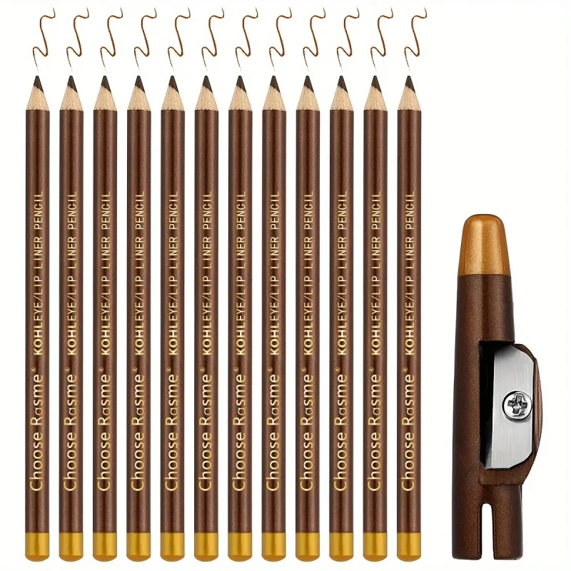 12pcs Borwn/Black/Dark Brown Eyebrow Pencil Sharpener Eyebrow Pencil with Sharpener Eyebrow Line Lasting