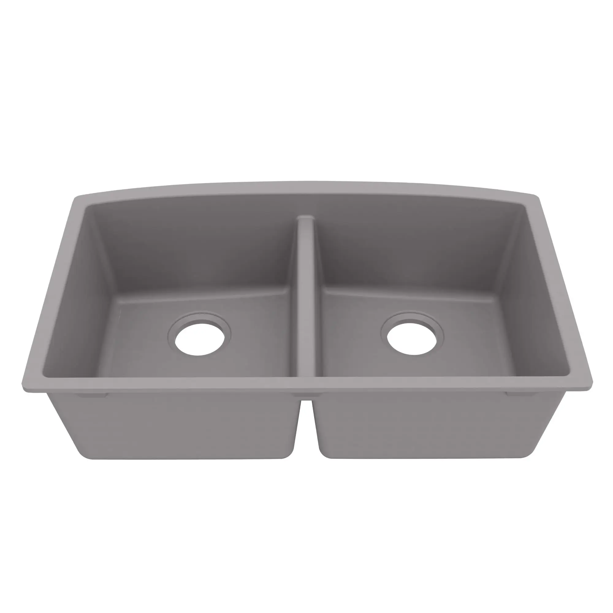 Free ShippingQU-710 Undermount Quartz Composite 32 In. 50/50 Double Bowl Kitchen Sink In Grey