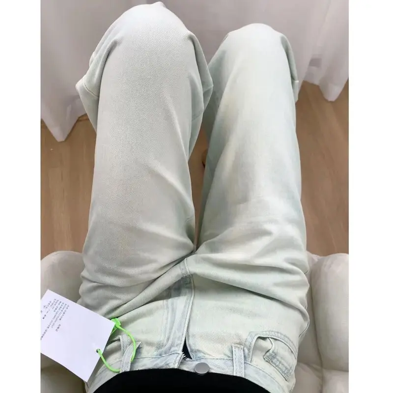 Women'S Palazzo Jeans Tie Dye Bleached Irregular Design Gradient Multi Color Artistic Bohemian Summer Beach Fresh Holiday