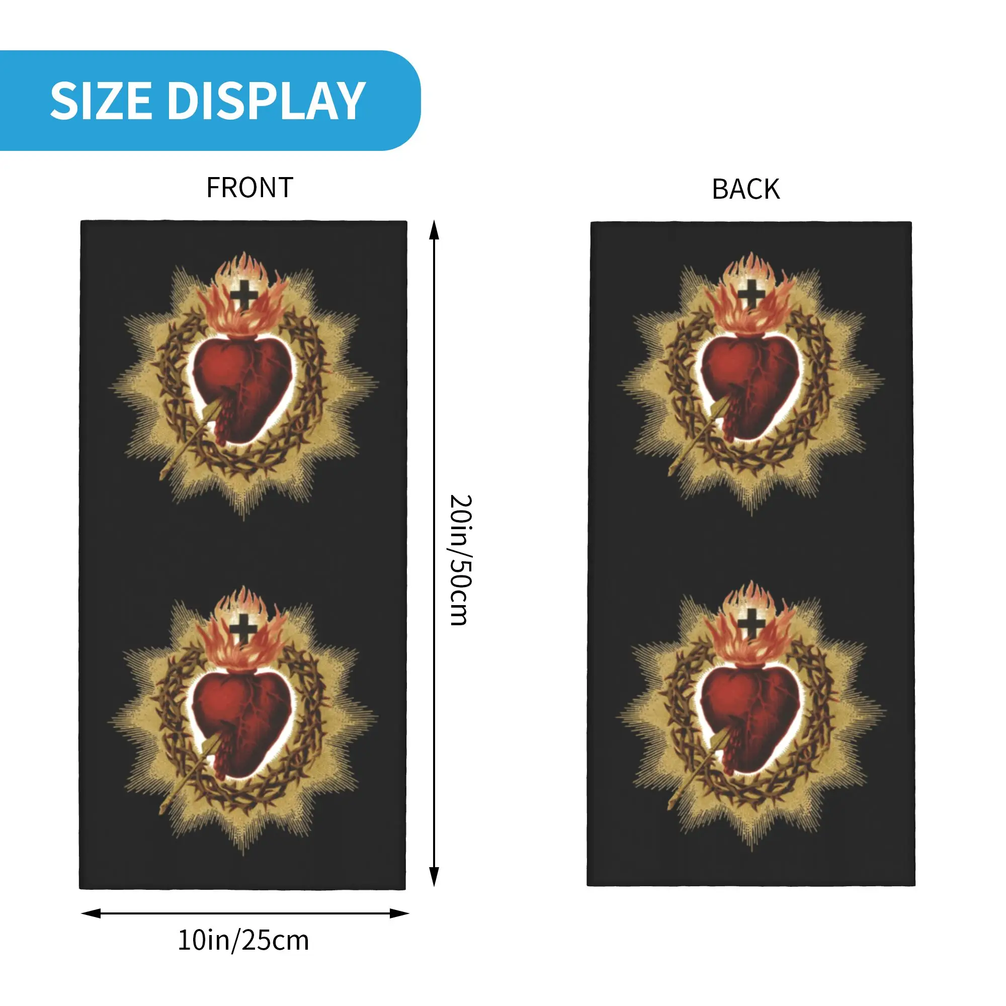 Custom Sacred Heart Of Jesus Catholic Bandana Neck Warmer Women Men Winter Ski Tube Scarf Gaiter Christian Faith Face Cover