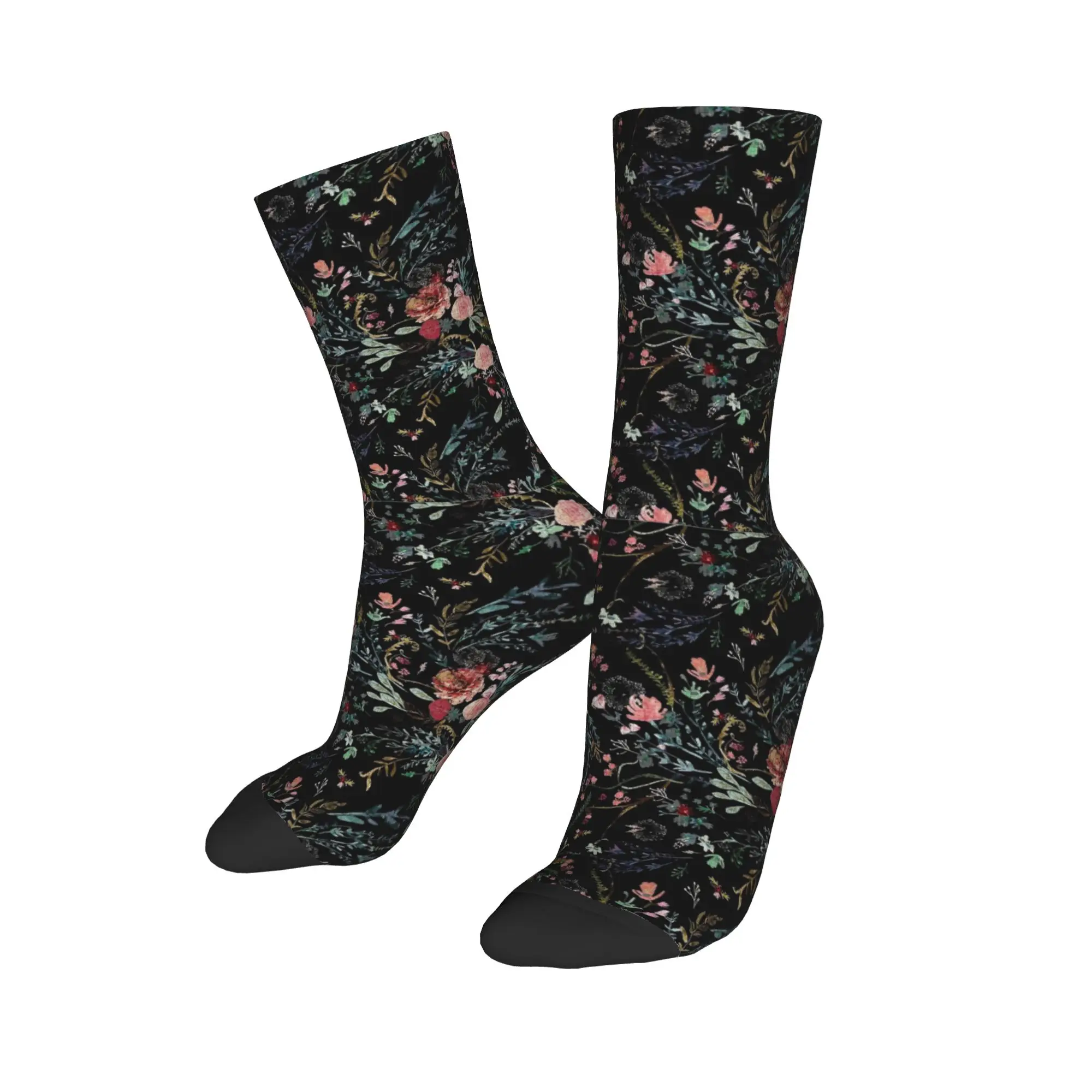 Midnight Floral Socks  Custom Stockings Anti Sweat Couple Socks Breathable Winter Harajuku Running Sports Socks