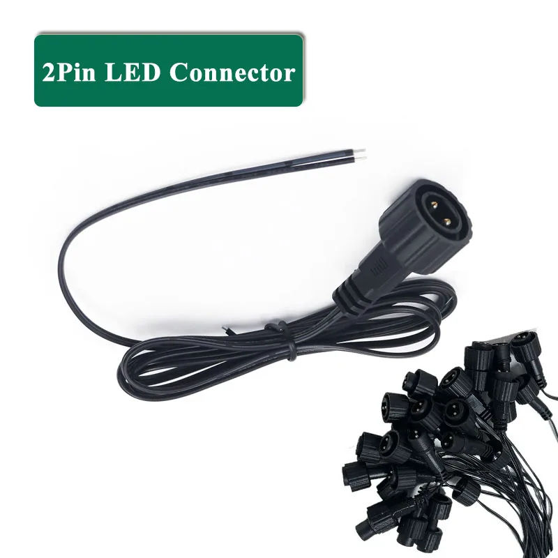 LED 2Pin Connector Cable Male 1.2M Black 2Pin Plug Connectors Wire 3/5/10pcs Waterproof Extension Line for Solar Panel
