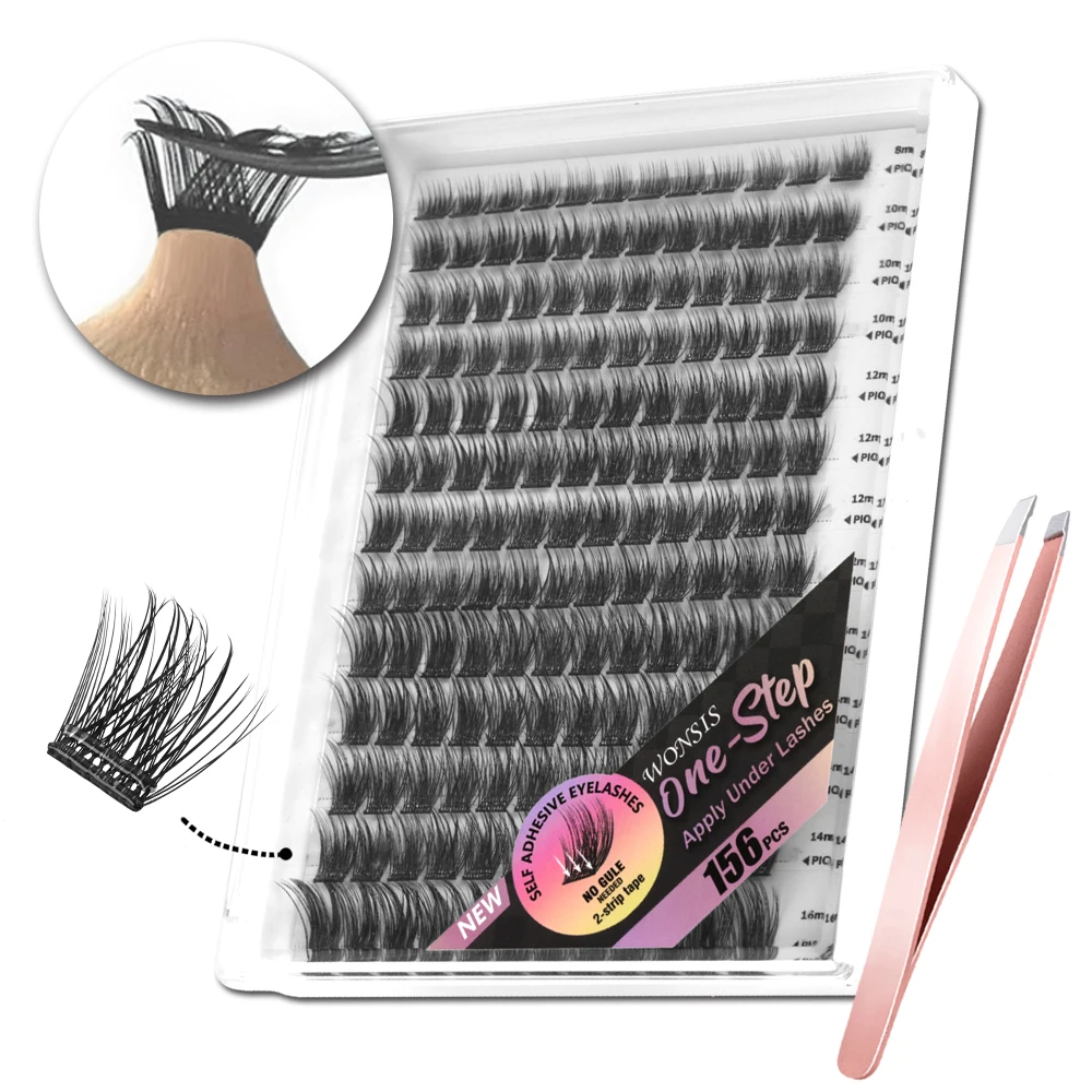 

Self-Adhesive False Eyelashes 156pcs Adhesive-Free False Eyelashes Getting Started Easy One Minute Out Mixed Sizes