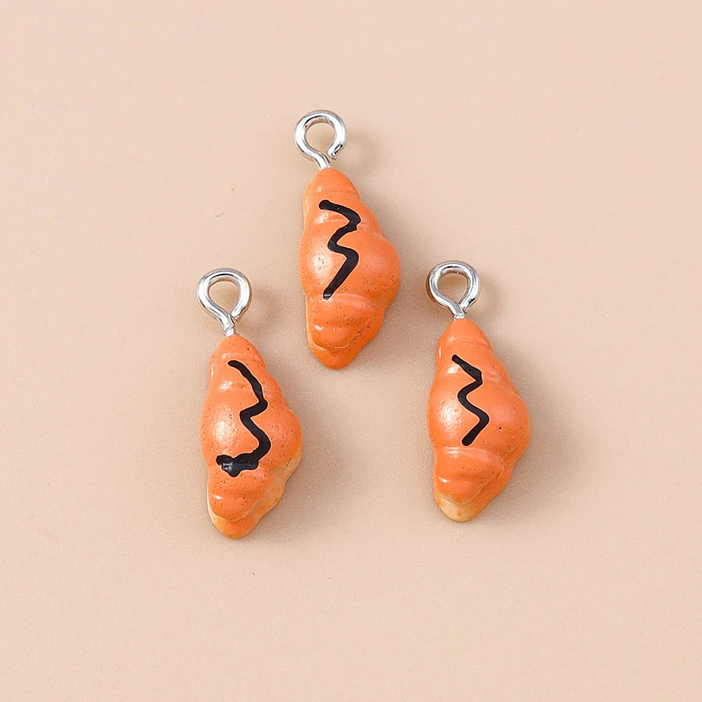 Leslie 10 Stück süße Waffel-Croissant-Ei-Törtchen-Baguette-Brot-Charms-Anhänger für Ohrringe, Armbänder, Halsketten, Schmuckherstellung, DIY – Detail 9