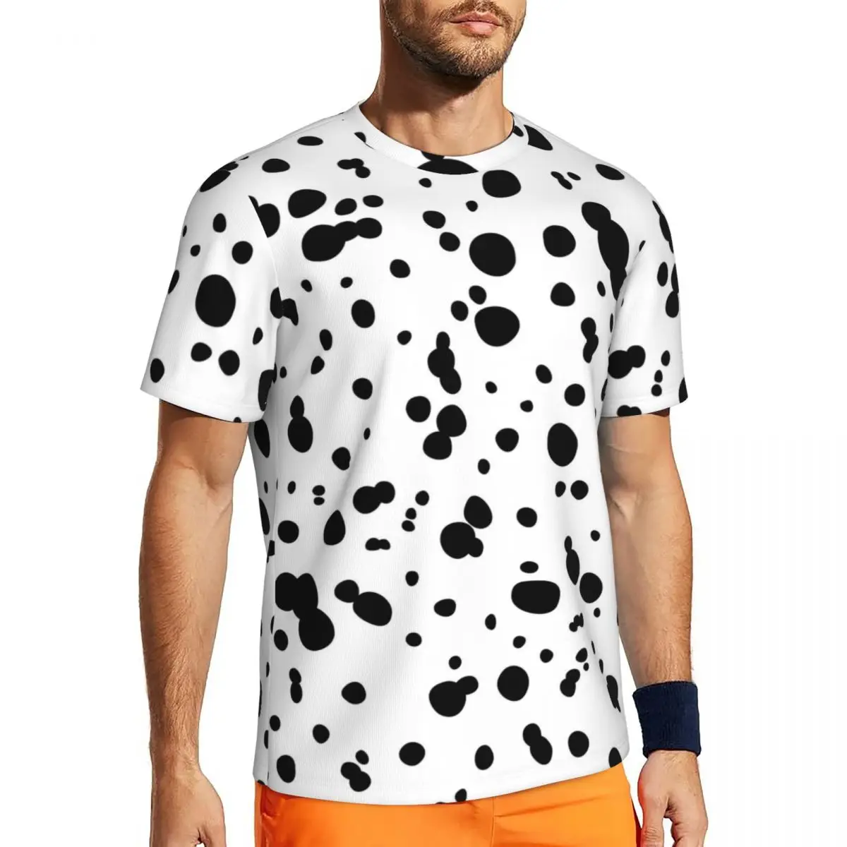 Dalmatian Spots Print Running T Shirt Animal Dots Hippie T Shirts Men Street Style Tshirt Summer Short-Sleeve Graphic Tees