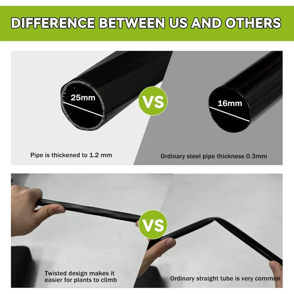 أنبوب حائط فائق النحافة على شكل قوس الحديقة (25 مم) - 126 (طول) * 105 (ارتفاع) بوصة، سميك، أنابيب فولاذية بلاستيكية تقنية مضادة للصدأ، قوس معدني، S