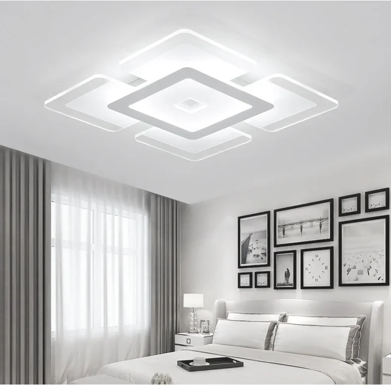 Moderna luz de teto led retangular e quadrada sala estar acrílico criativo quarto lâmpada AC110-240V