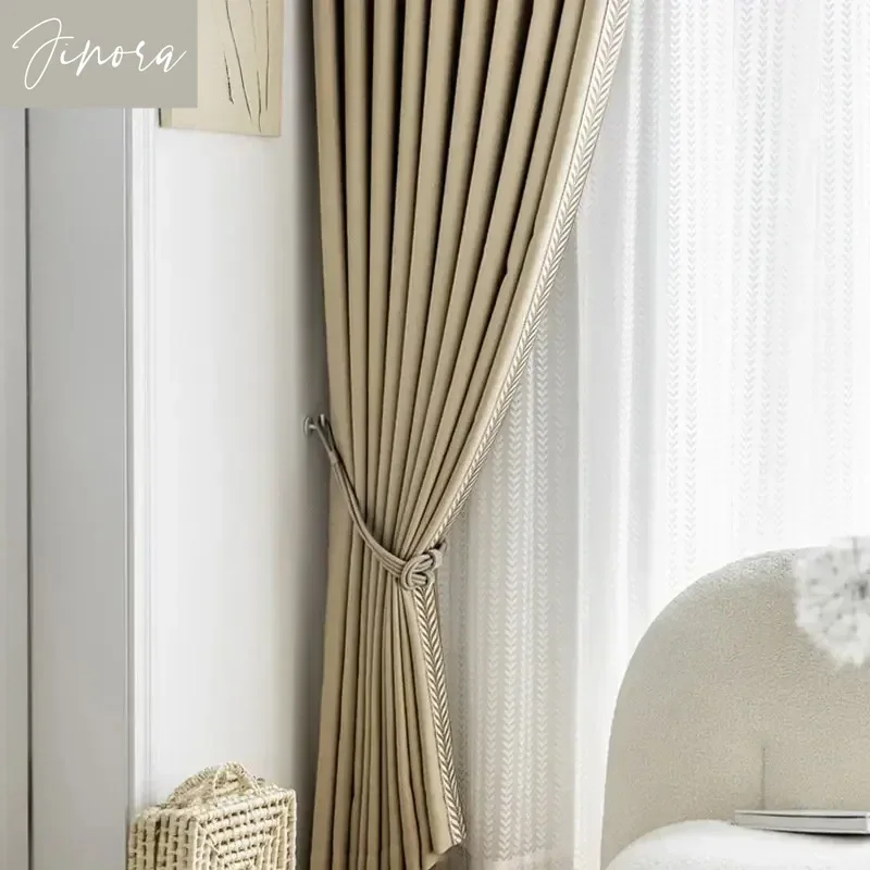 Jacquard Luxury Curtains for Living Dining Room Bedroom  American Modern High Quality Blackout Lace Window Curtain Tulle Custom