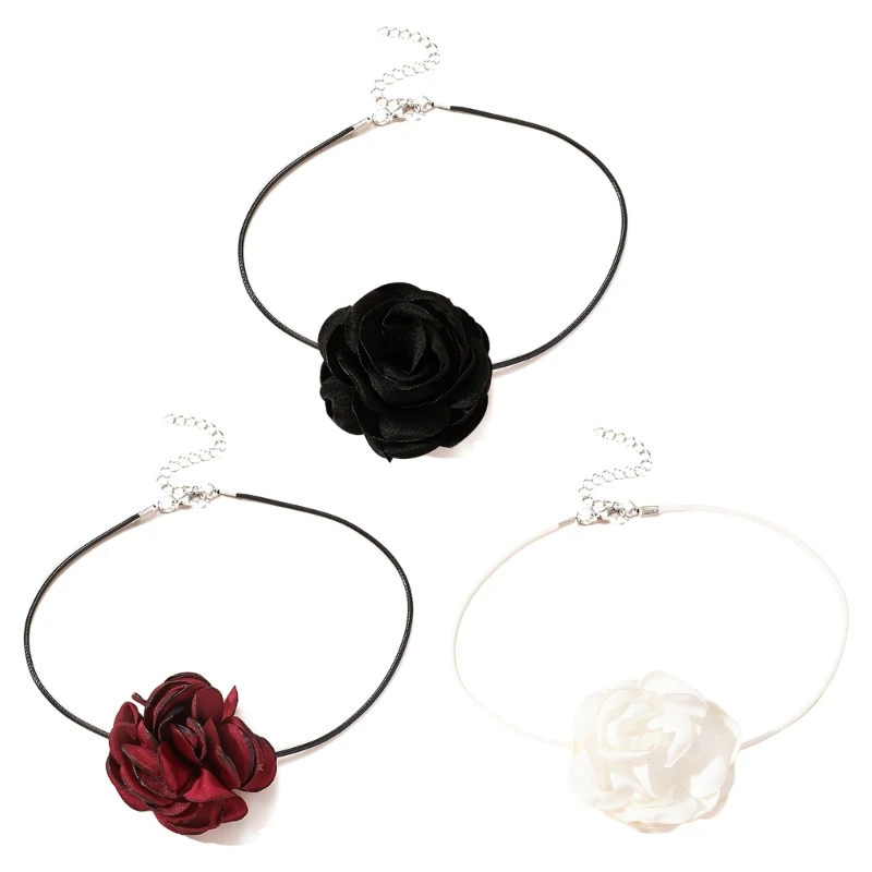 Elegant Burning Edge Flower Choker Necklace Women Romantic Flower Choker Clavicle Party Banquet Necklace Jewelry Gift