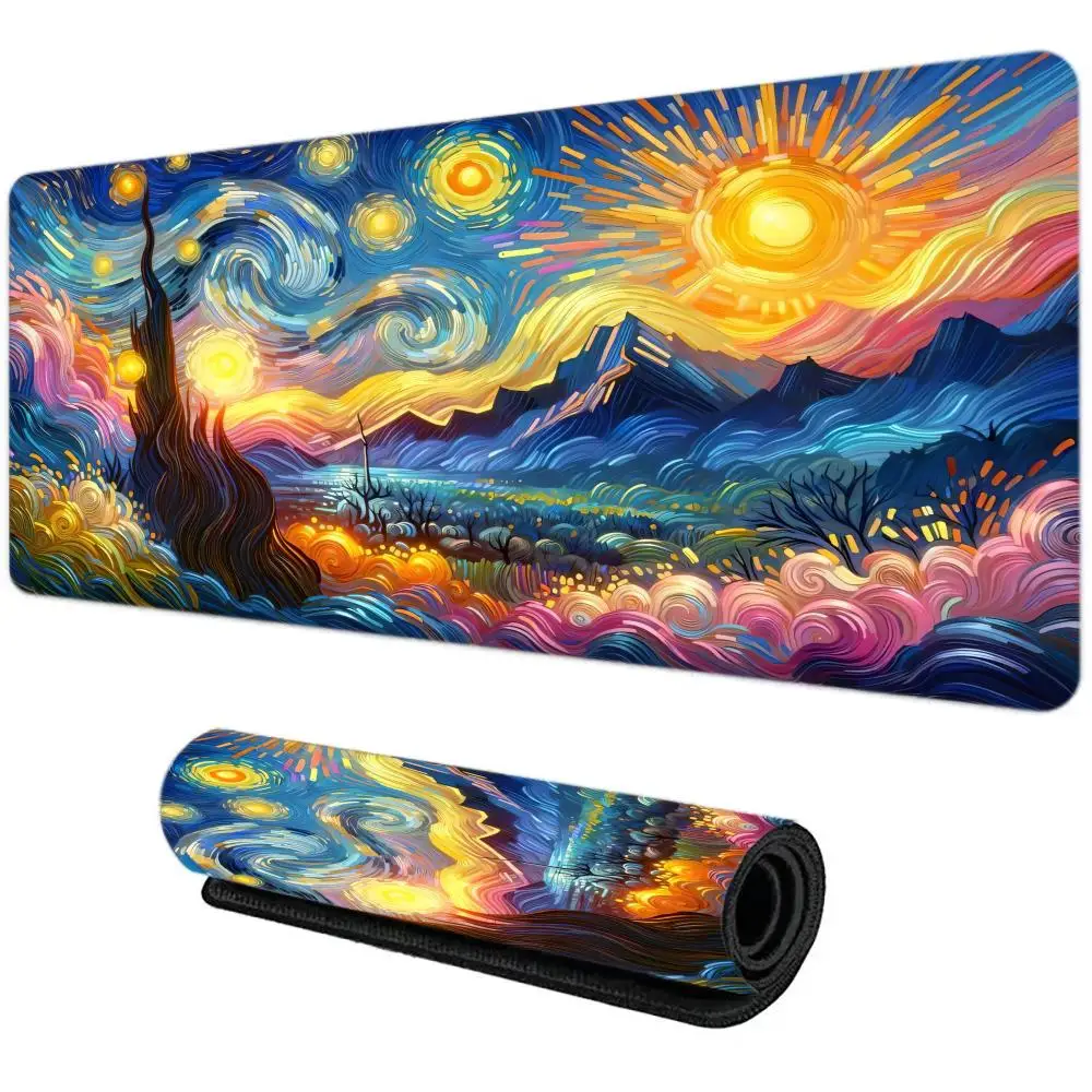Starry Sky Art Series Mouse Pad Large Computer Office Game Table Mat XXL Rubber Anti-slip Stitched Keyboard Mats Long Desk Pads