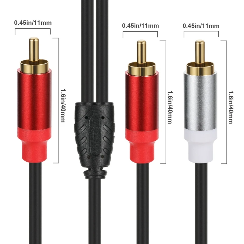 Metal shell gold-plated copper core RCA, one split, two lotus, one to two audio cables, car amplifier, home theater 30cm