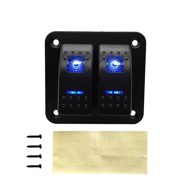 

2 Gang Rocker Switch Panel for Car Marine Camper Caravans Travel Trailer Circuit Breaker LED Waterproof Switch Panel 12，24V