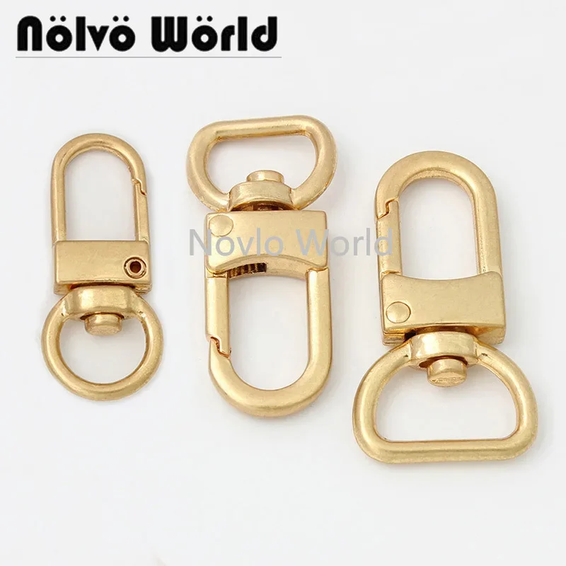 10-50 pieces Satin gold 4 size 10mm 13mm 16mm 19mm wide strap luggage tag metal snap hook clips bag part accessories