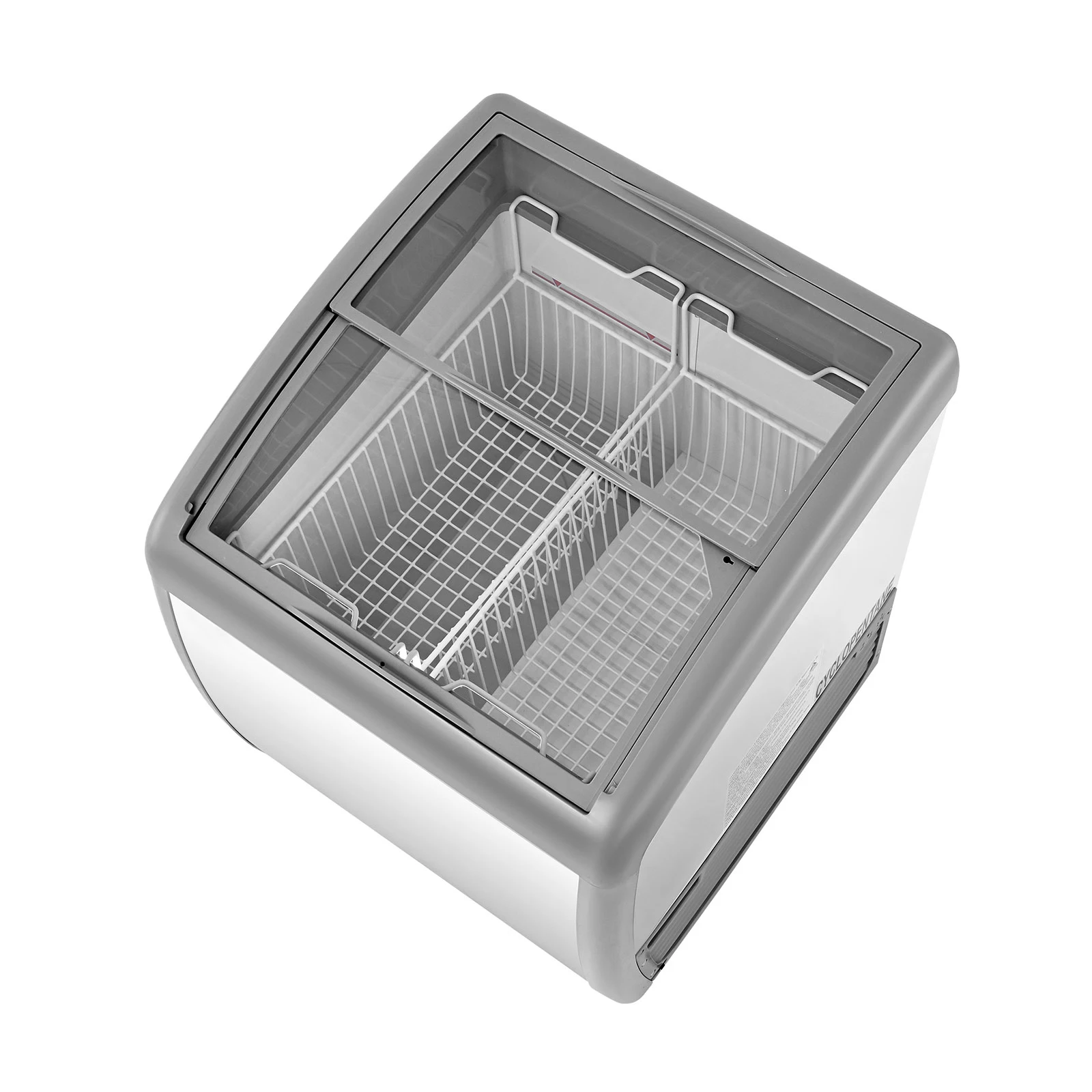 SucceBuy Commercial Ice Cream Display Case 5.4/9.3/12.8/16.3 Cu.ft -19 to 3℉ with 2/3/4/5 Baskets 2 Glass Doors Casters & LED