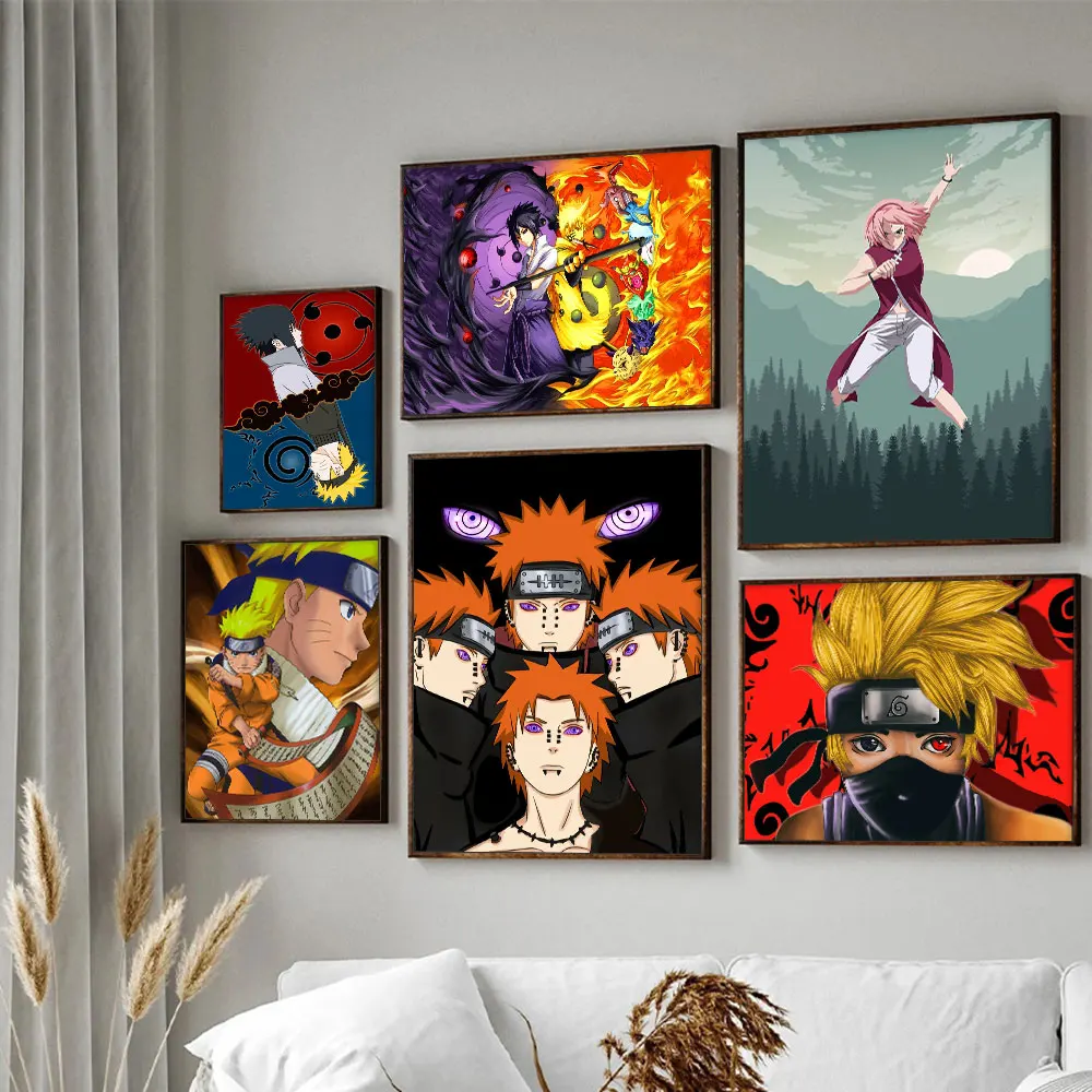 Naruto Peripheral Anime Poster on Wall Sasuke Itachi Art Canvas Painting Fight Picture for Teen-age Youths Room Wall Decor Gifts