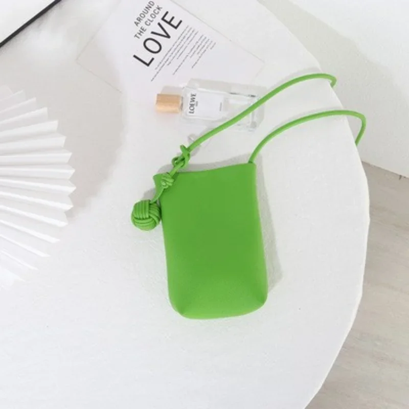 Candy Color Fashion All-match Soft Leather Mini Phone Bag Ladies Daily Cute Single Shoulder Crossbody Bag Key Coin Lipstick Bag