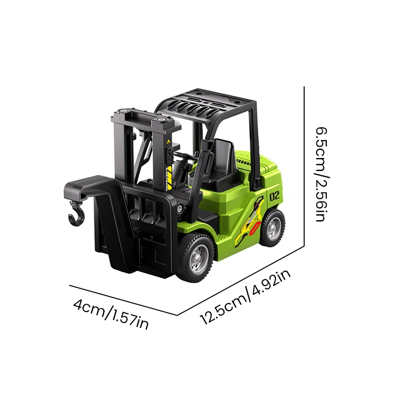 1/64 RC Forklift Toy with Trailer Fork and Hook 10 CH 3-in-1 Mini Alloy RC Engineering Vehicle for Gifts for Adults Children Boy view 6