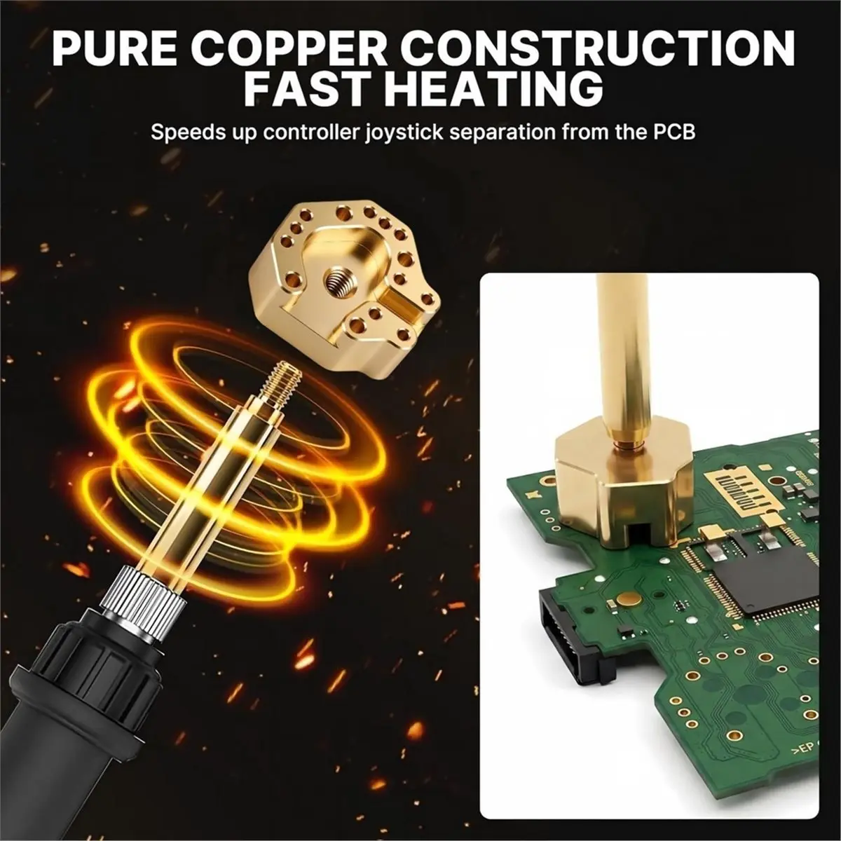 Soldering Iron Tip Controller - Multi-Hole Chrome-Plated Copper Head with Adapter for Rapid Heating & Precise Alignment