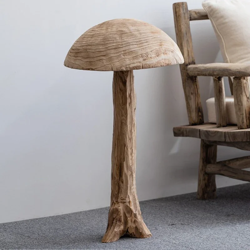 Large Mushroom-Shape Ornament, Stylish Solid Wood Decoration, Eye-Catching Design for Balcony or Courtyard, Unique Accent