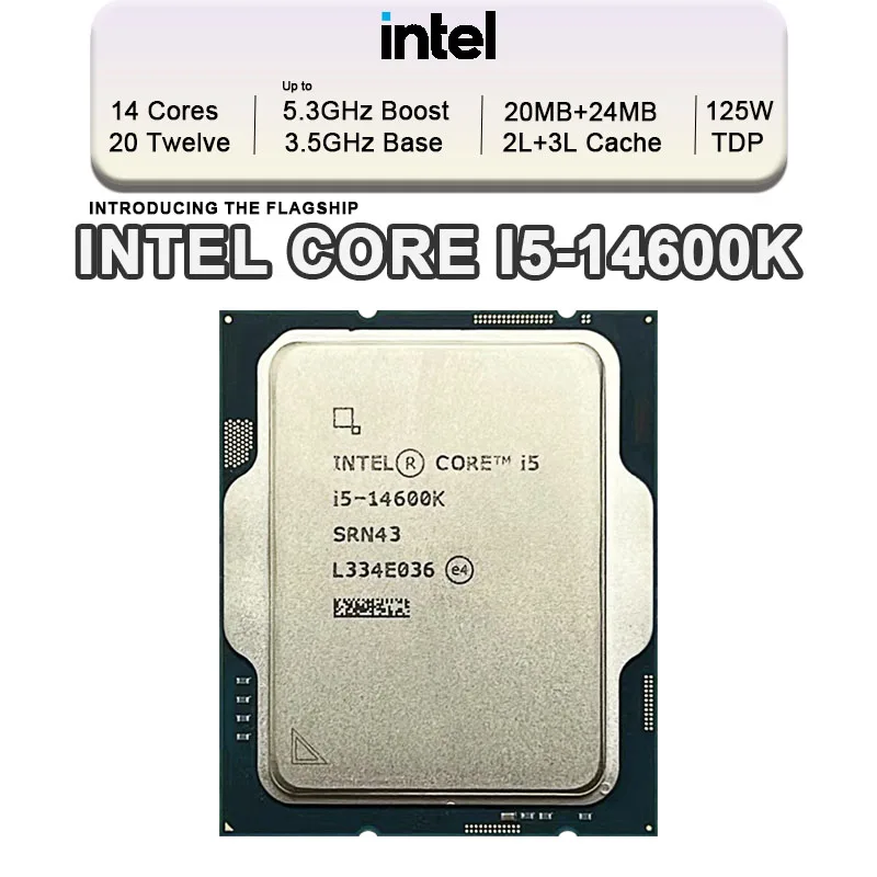 Intel Core i5-14600K i5 14600K 14-Core 20-Thread CPU  L3=24M 125W LGA 1700 New but without Cooler