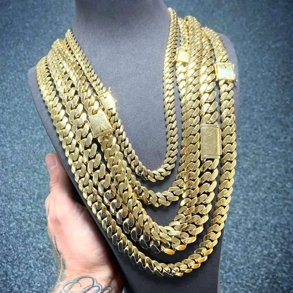 Wholesale Choker 18k 24k Gold Cuba 20mm Miami Cuban Chain Necklace