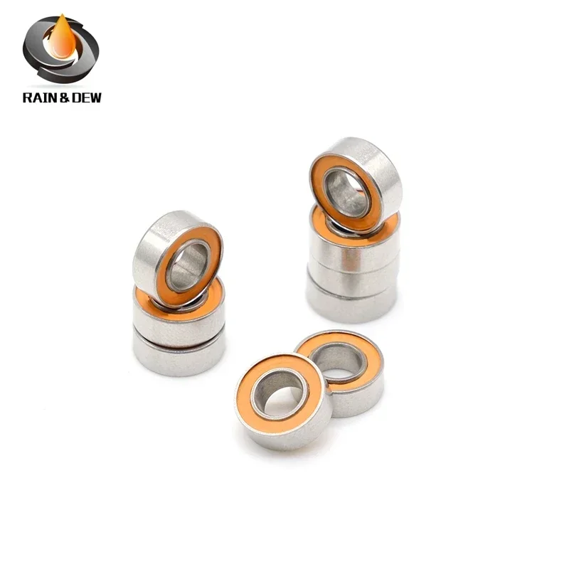 10PCS SMR84 2RS CB Ceramic Bearing  ABEC-7 4X8X3mm SMR84-2RS ABEC-7 Stainless Steel Hybrid Si3n4 Ball Bearing SMR84 2RS MR84