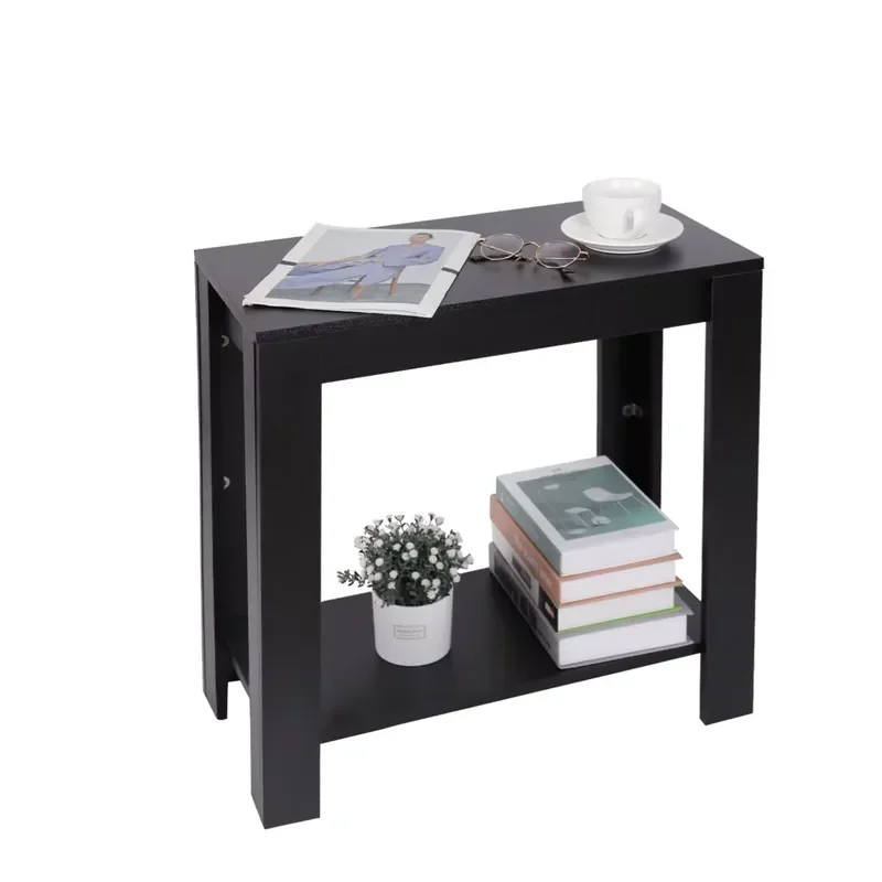 Modern Double Tier Open Storage Side Table Stone Material End Table for Living Room Office Apartment Bedside