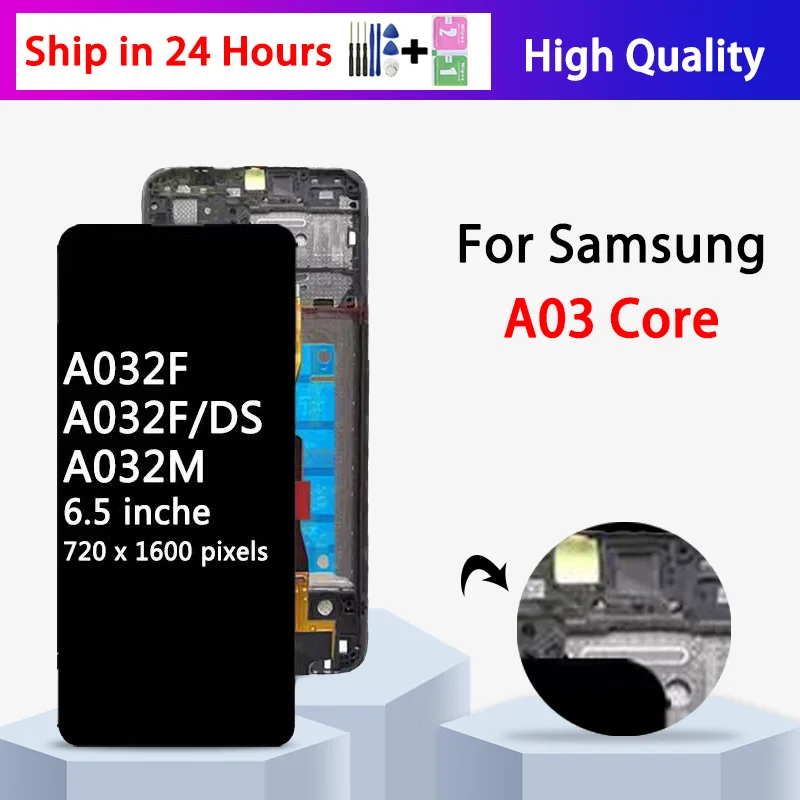 Alta calidad para Samsung A03 Core A032 LCD SM-A032F SM-A032F/DS SM-A032M pantalla táctil digitalizador montaje con marco