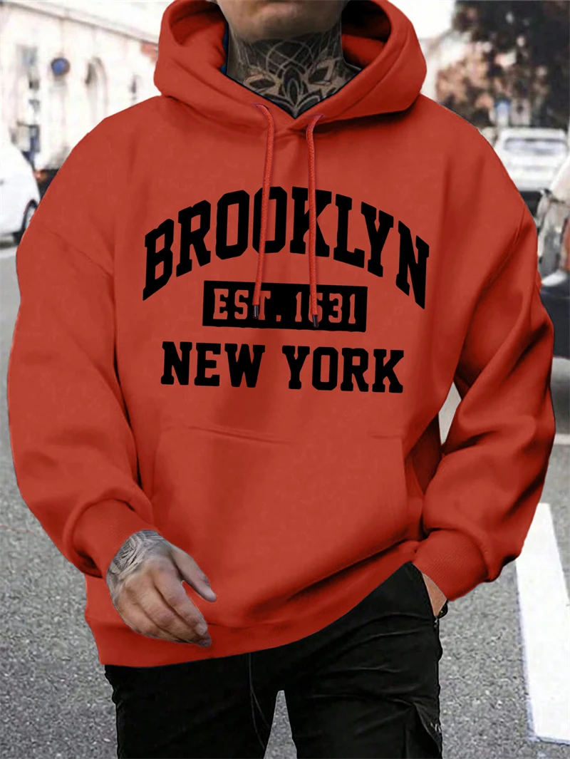 Simple Fashion Letters Hoodies For Men Trendy Streetwear Autumn Winter 3D Printed Hoodie Cool Oversized Breathable Sweatshirts