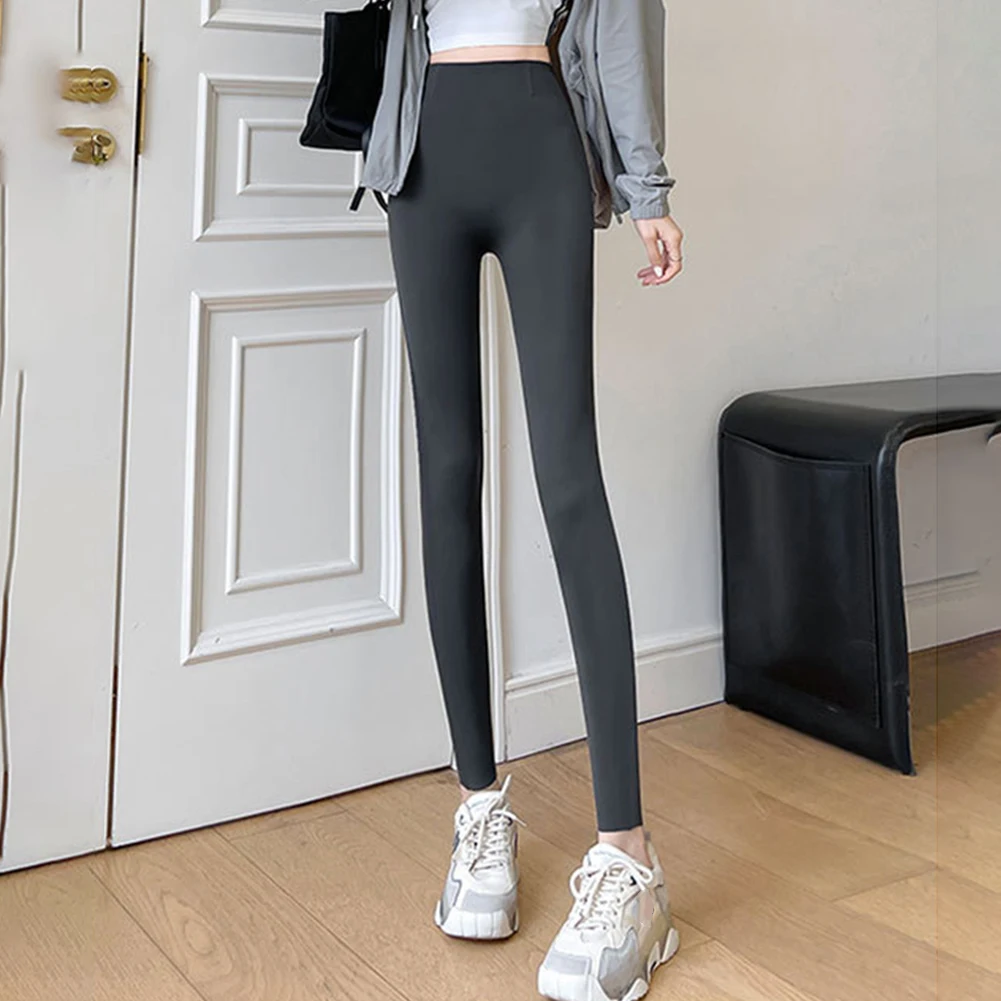 Leggings slim fit Leggings a vita alta Gite casual Tessuto microelasticità Design tinta unita Adatto per tutte le stagioni