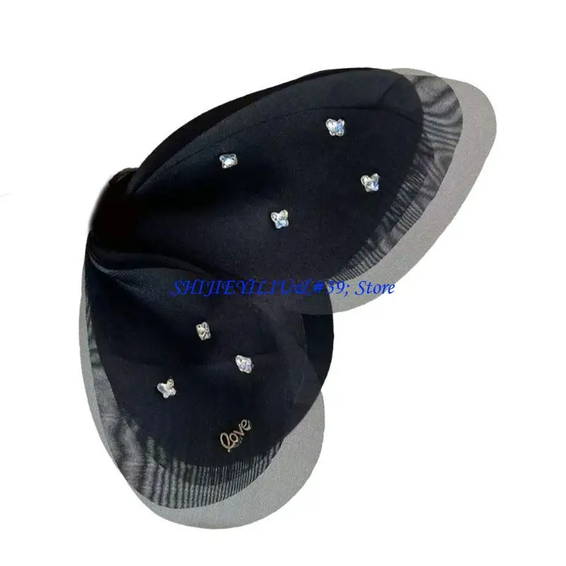 E21F Elegant Mesh Hair Claw Clip With Bows Design Secure Grip Summer Hair Accessory
