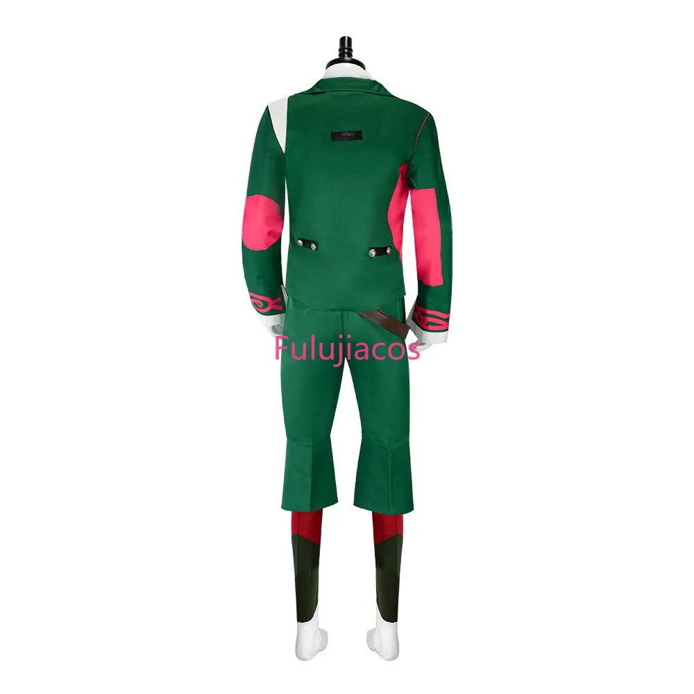 Fulujiacos Spiel LOL Ekko Boy Who Shattered Time Cosplay Kostüm Grüner Mantel Uniform