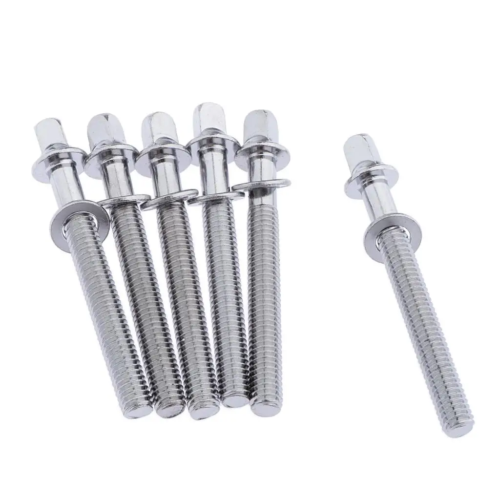 6pcs Drum Tension Rods Tension Screws Bass Drum Screws Set Bass Snare Drum Accessories, Made of Stainless Steel