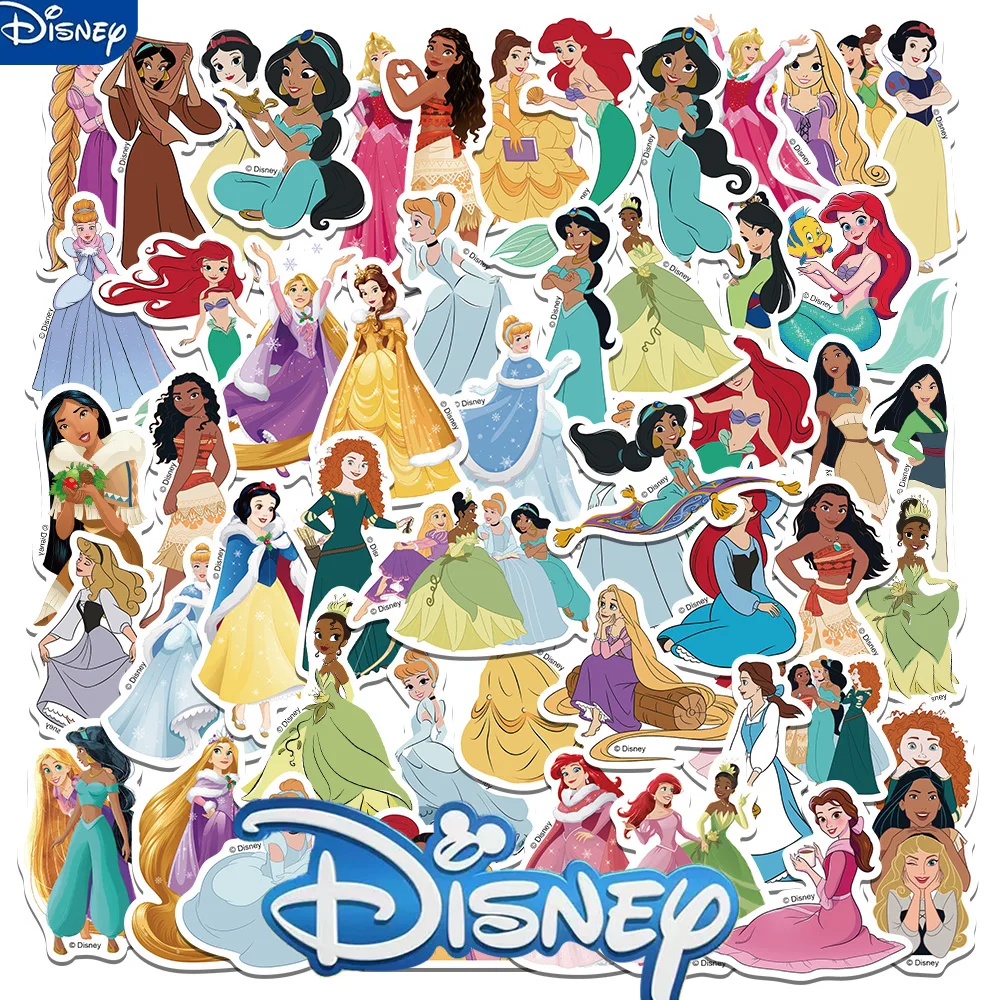 

50PCS Disney Cute Cartoon Princess Stickers For DIY Diary Computer Laptop Luggage Skateboard Graffiti Decals Classic Toy Sticker